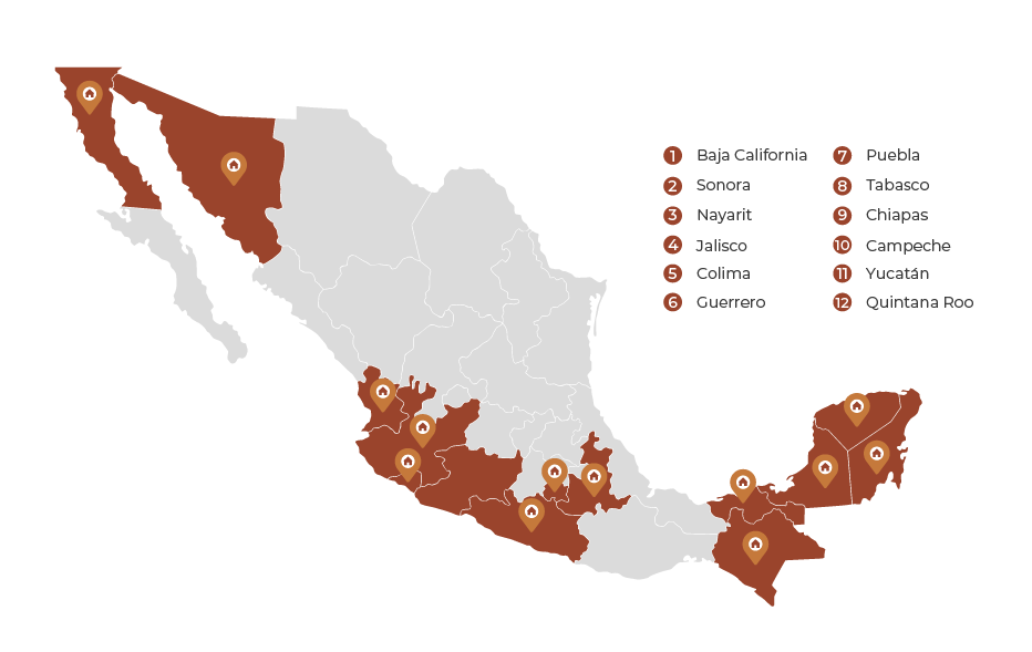 Presencia de CADUEM en 12 estados de la República